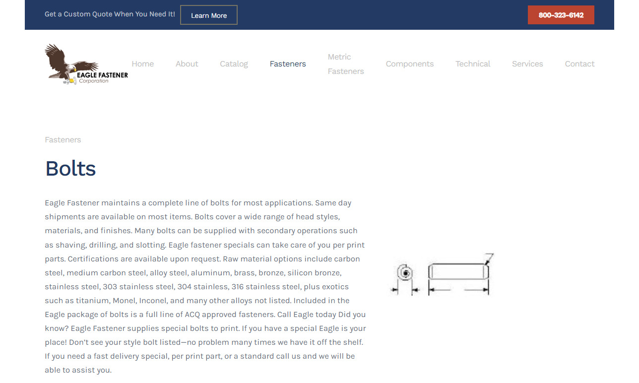 Eagle Fastener Corporation Industrial Bolt